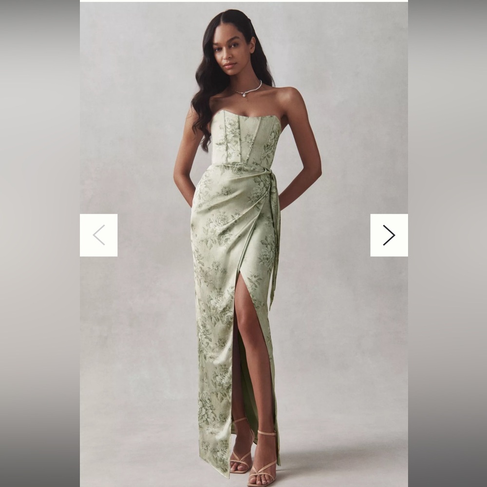 Corseted green gown